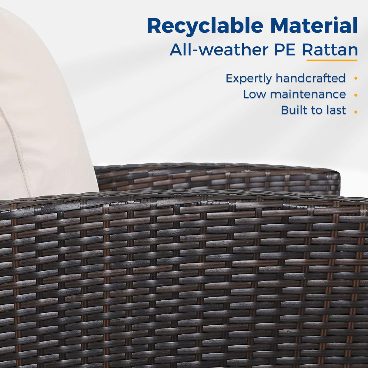 Wisteria Lane All Weather Wicker Patio Couch, 3 Seats Patio Sofa with Thick Cushions, Outdoor Furniture Couch with High Back, Outdoor Patio Sofa for Garden, Backyard, Porch, Beige Wisteria Lane