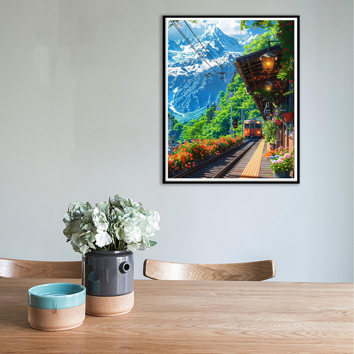 Yunruily Train Track Paint by Numbers Kit for Adults-Mountain Paint by Numbers Kits for Adults, Train Track Adult Paint by Number Kits on Canvas Perfect for Gifts Home Wall Decor(16x20inch) Yunruily