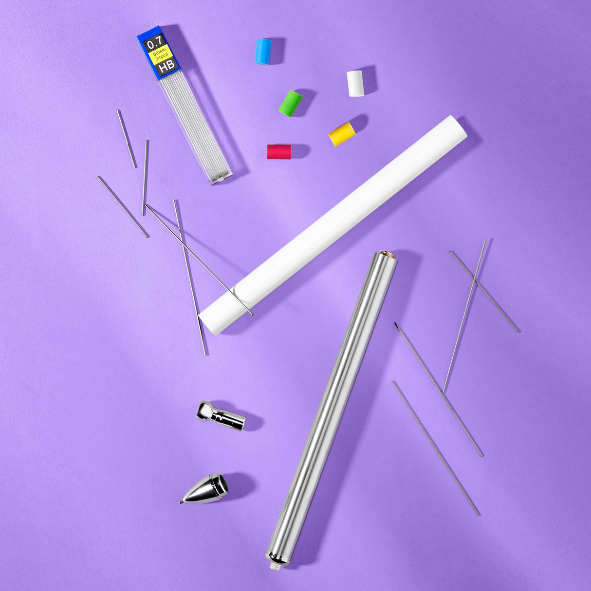 makerflo 12 Pieces Sublimation Mechanical Pencils With Erasers, 0.7MM Lead Refills, and Removable Chamber For Students, Drawing Writing Sketching Smudge Free makerflo