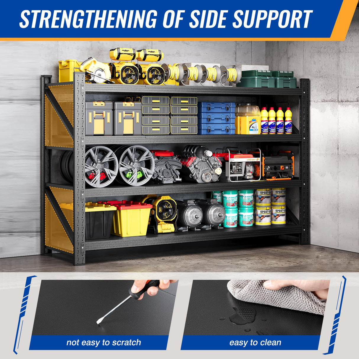 BYNSOE 71" W Storage Shelves 5000lbs Garage Metal Shelving Heavy Duty Garage Shelves Adjustable Storage Shelves for Industrial, Factory,71" W X 24" D X 69" H BYNSOE