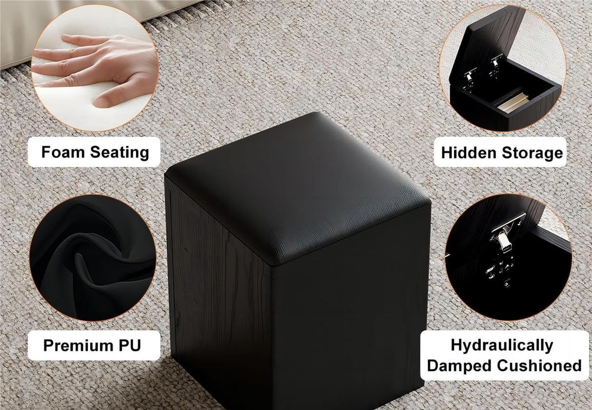 homary Black Lift-Top Coffee Table with Hidden Storage, Multifunctional 3-in-1 Modern Coffee Table with 4 Stools and Lockable Wheels for Living Room (Black) homary