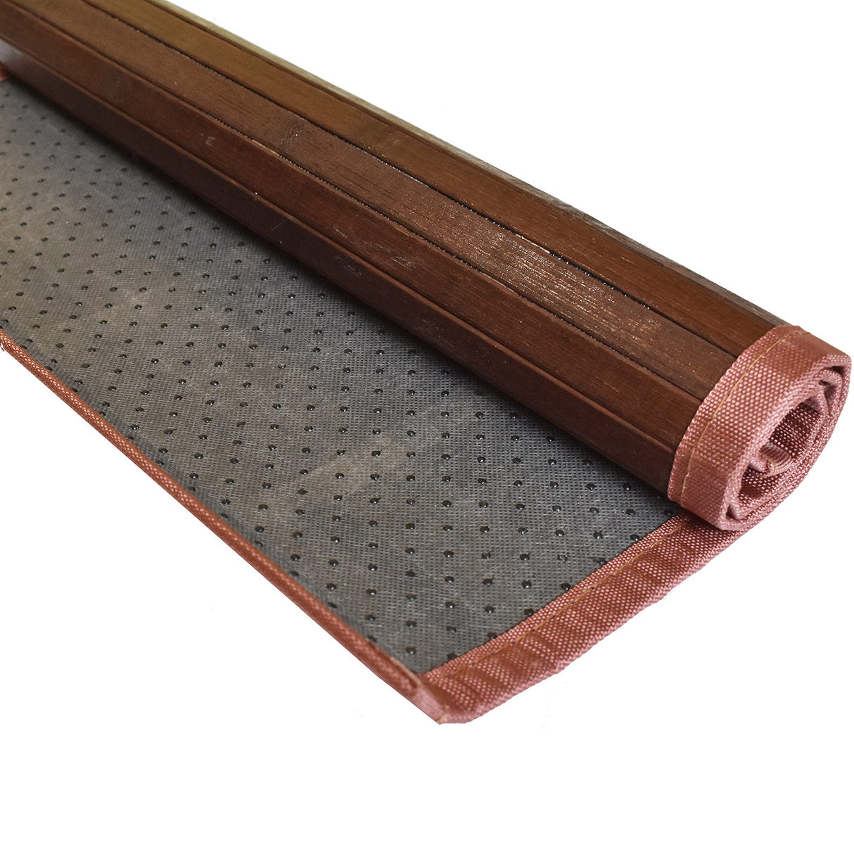 Queensell Bamboo Rug – Bamboo Bathroom Accessories Area Rug – Bamboo Bath Mat – Bathroom Rugs – Bamboo Runner Small Rug 17" x 24" Dark Brown Queensell