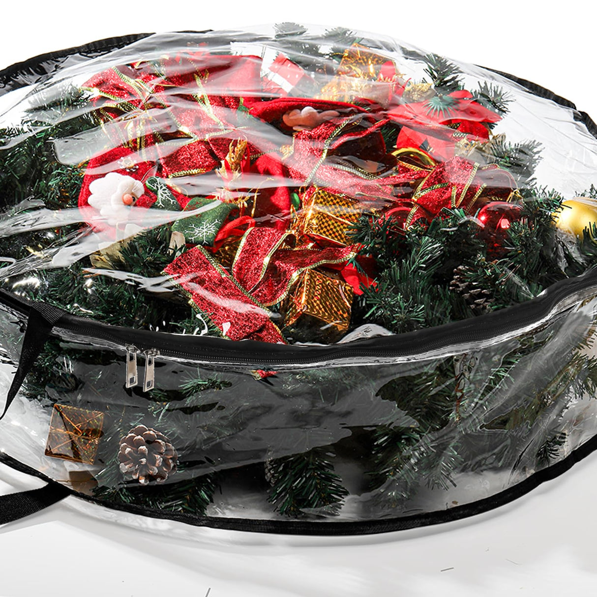 Hedume 2 Pack Wreath Storage Bag, 30" X 8" Clear Everyday Bag, Christmas Wreath Storage Container with Dual Zippered and Reinforced Handle for Holiday Seasonal Wreath Garland Hedume