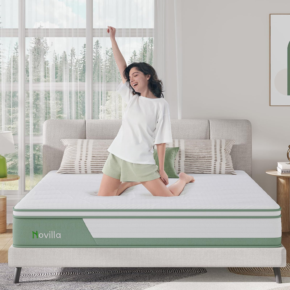 Novilla Hybrid Full Mattress, 10-Inch 5-Zone Gel Memory Foam Mattress for Motion Isolation & Support - Mid-Firm, In a Box Novilla