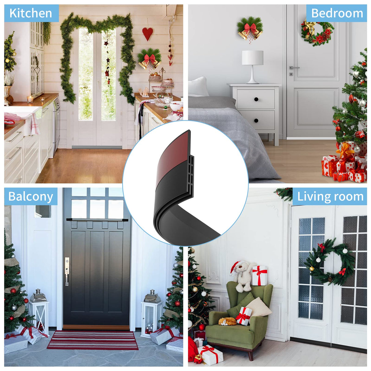 GroTheory 2 Pack Under Door Draft Stopper, Home Essentials, Weather Stripping Door Seal, Bottom of Door Sweep, Garage Window Blocker Noise Dust Insulation Draft Guard, 39" L, Black GroTheory