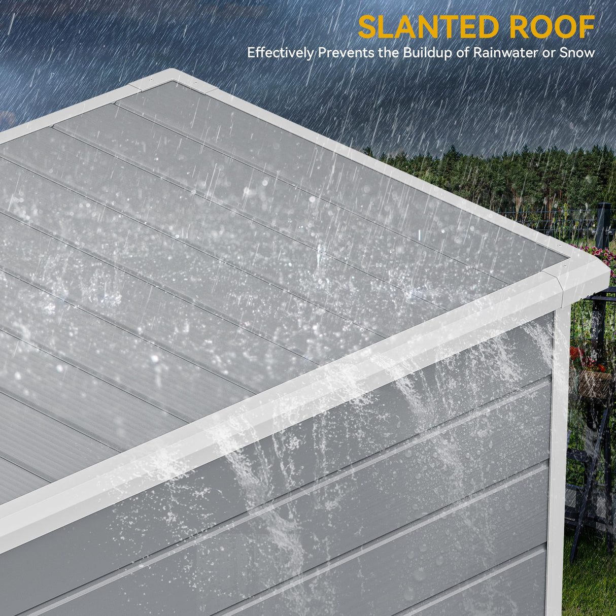 DWVO Outdoor Storage Shed, All-Weather Resin Plastic Storage Shed with Windows, Slanted Roof, Raised Floor, Capacity for Garden Tools & Equipment, Ideal for Backyard & Garden DWVO