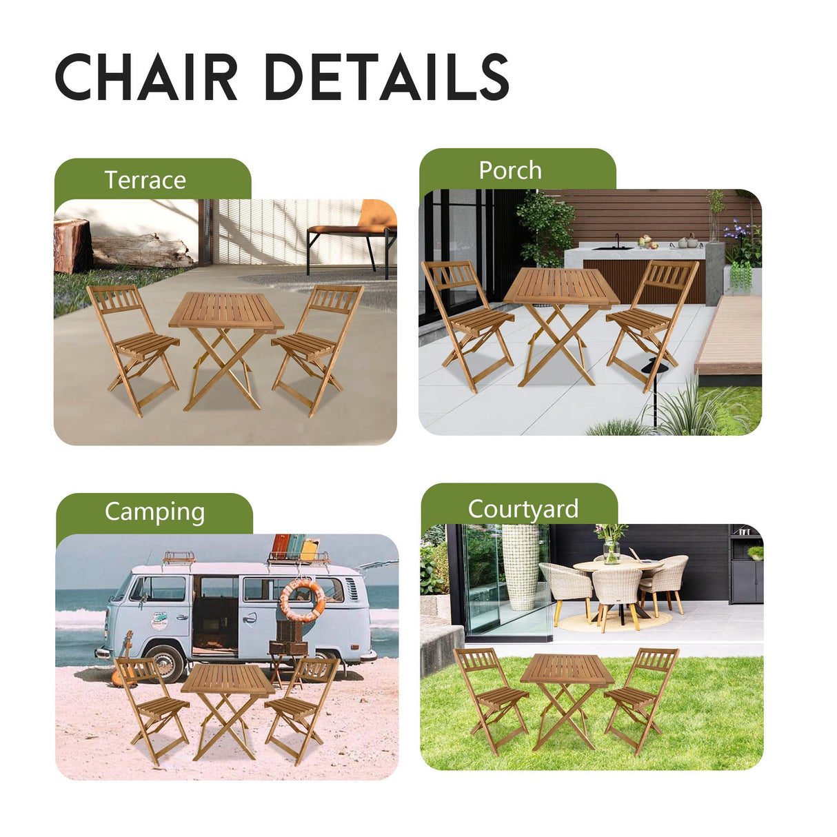 PayLessHere Outdoor Patio Furniture Set Bistro Table and Chairs Set of 2 Acacia Wood Bistro Set for Pool Beach Backyard Balcony Porch Wooden Furniture, Natural Oiled PayLessHere