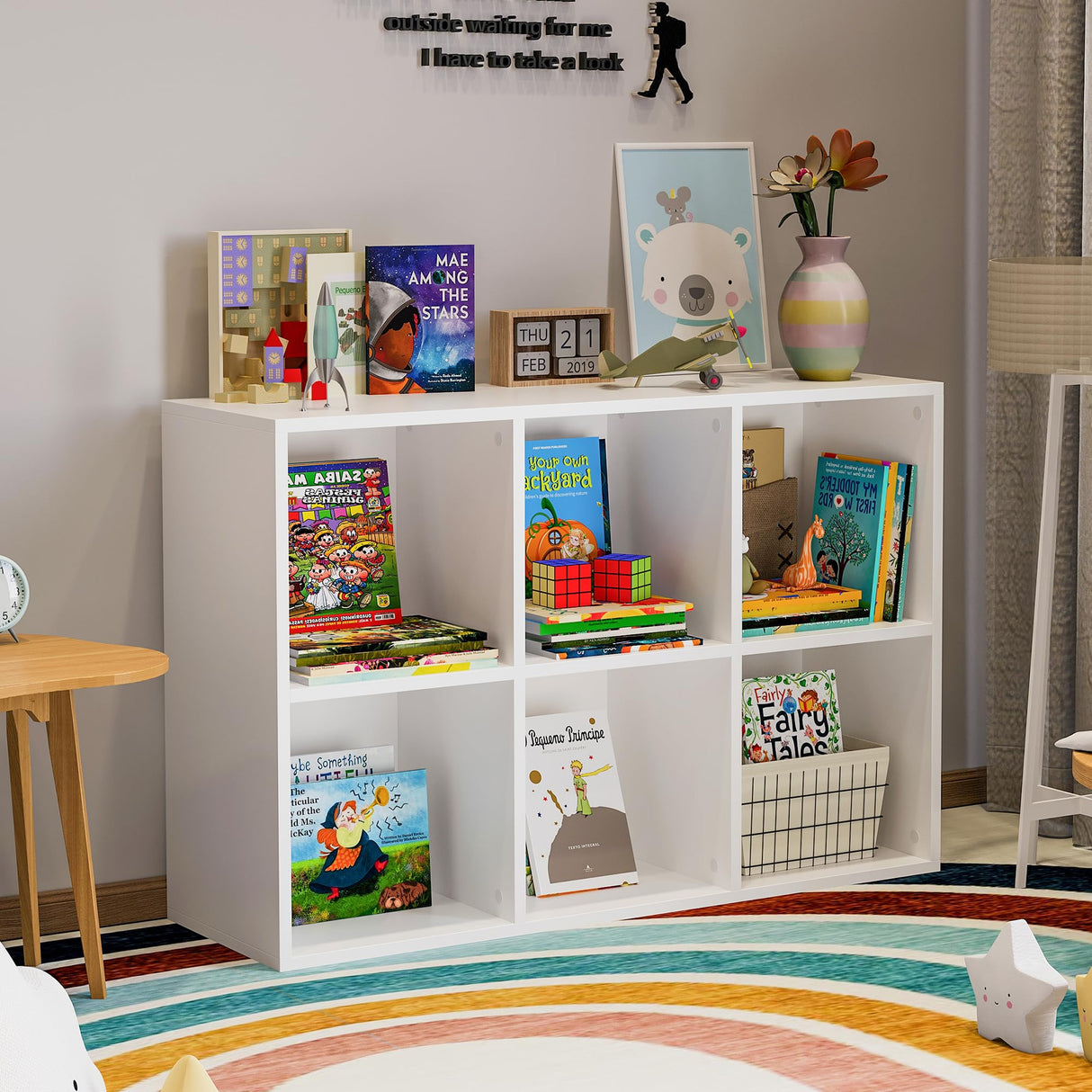 Chyanmoo White Bookshelf 6-Cube Storage Organizer | Open Cubby Shelving Unit with Extra Thick Edges - Space-Saving Wooden Shelf for Home Office & Display Storage Chyanmoo