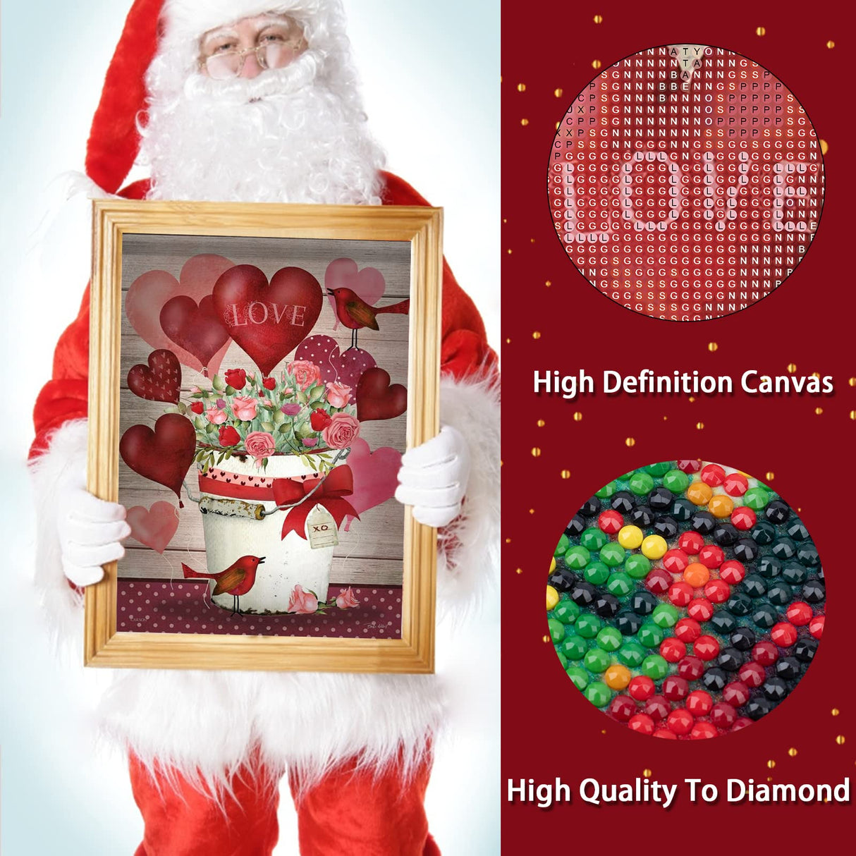 Diamond Painting Kits,5D Heart Diamond Art Kits for Beginner,DIY Diamond Art Kits Full Round Drill Diamond Dots Painting with Diamonds Gem Art Love Wall Decor 12X16inch LazyFold