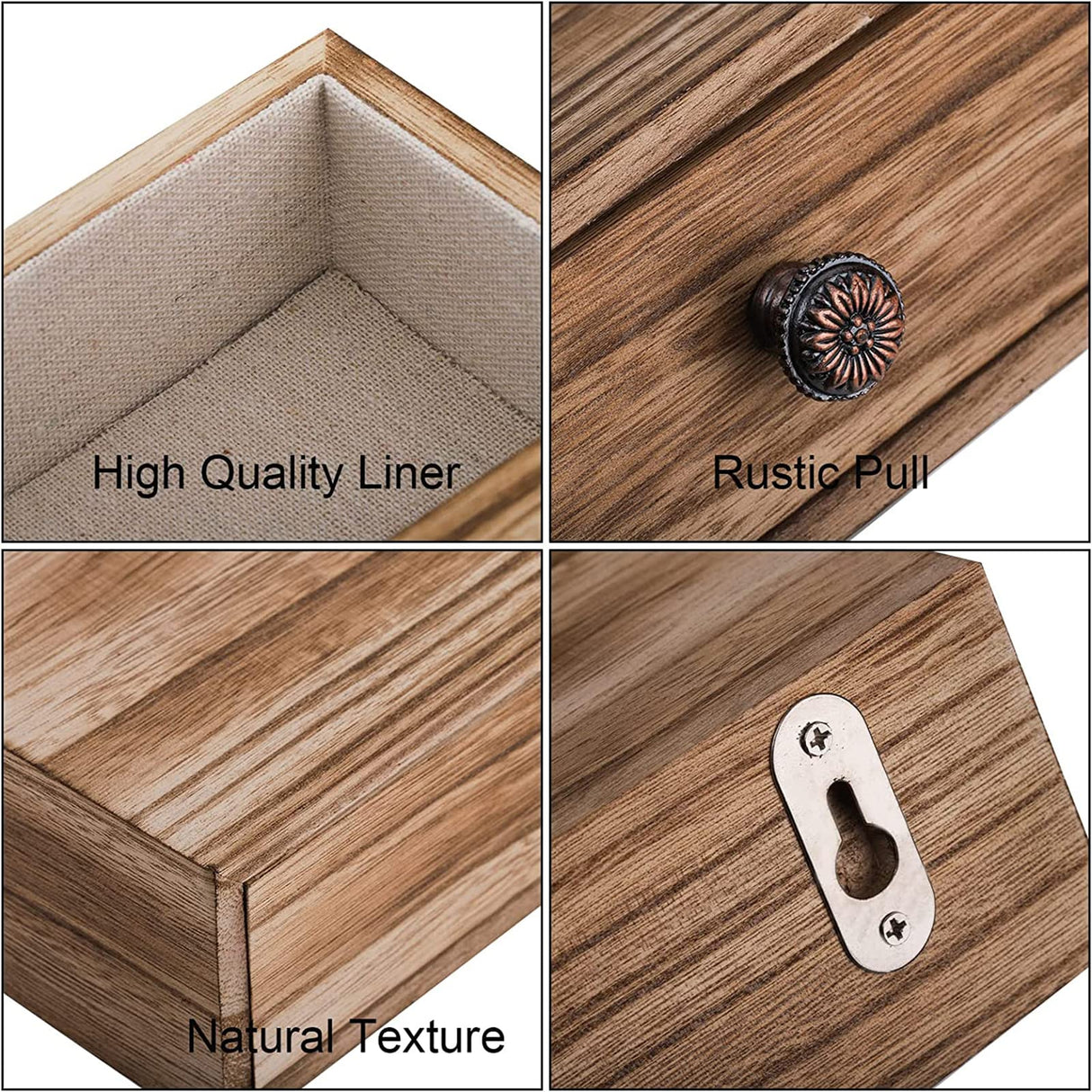 Yesland 2 Packs Floating Nightstand with Drawer - Rustic Wood Floating Wall Mounted Drawers Floating Shelf with Drawer for Living Room, Bedroom, Storage, Display - Yellowish Brown Yesland