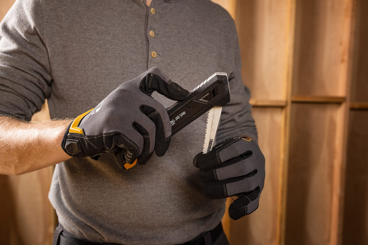 ToughBuilt - Folding Jab/Utility Saw, Drywall Blade w/triple-edge teeth (8 TPI) for faster cutting, + 4 Blades, Quick-fold and blade release mechanism - TB-H4S5-23FU ToughBuilt