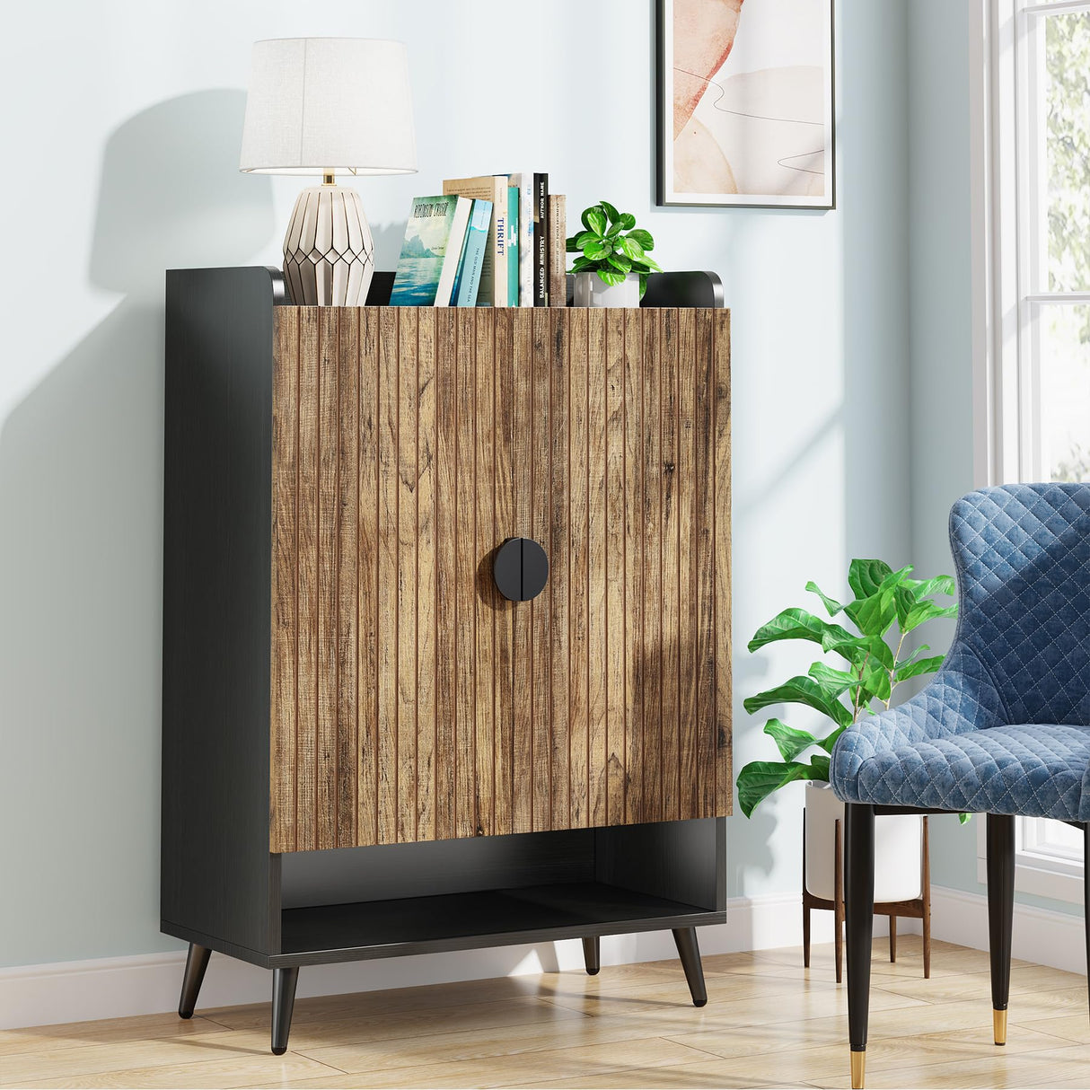 Tribesigns Shoe Cabinet with Doors, 7-Tier Shoe Storage Cabinet with Adjustable Shelves, Wooden Shoes Rack Shoe Storage Organizer for Entryway, Hallway, Closet, Living Room, Rustic Brown Tribesigns