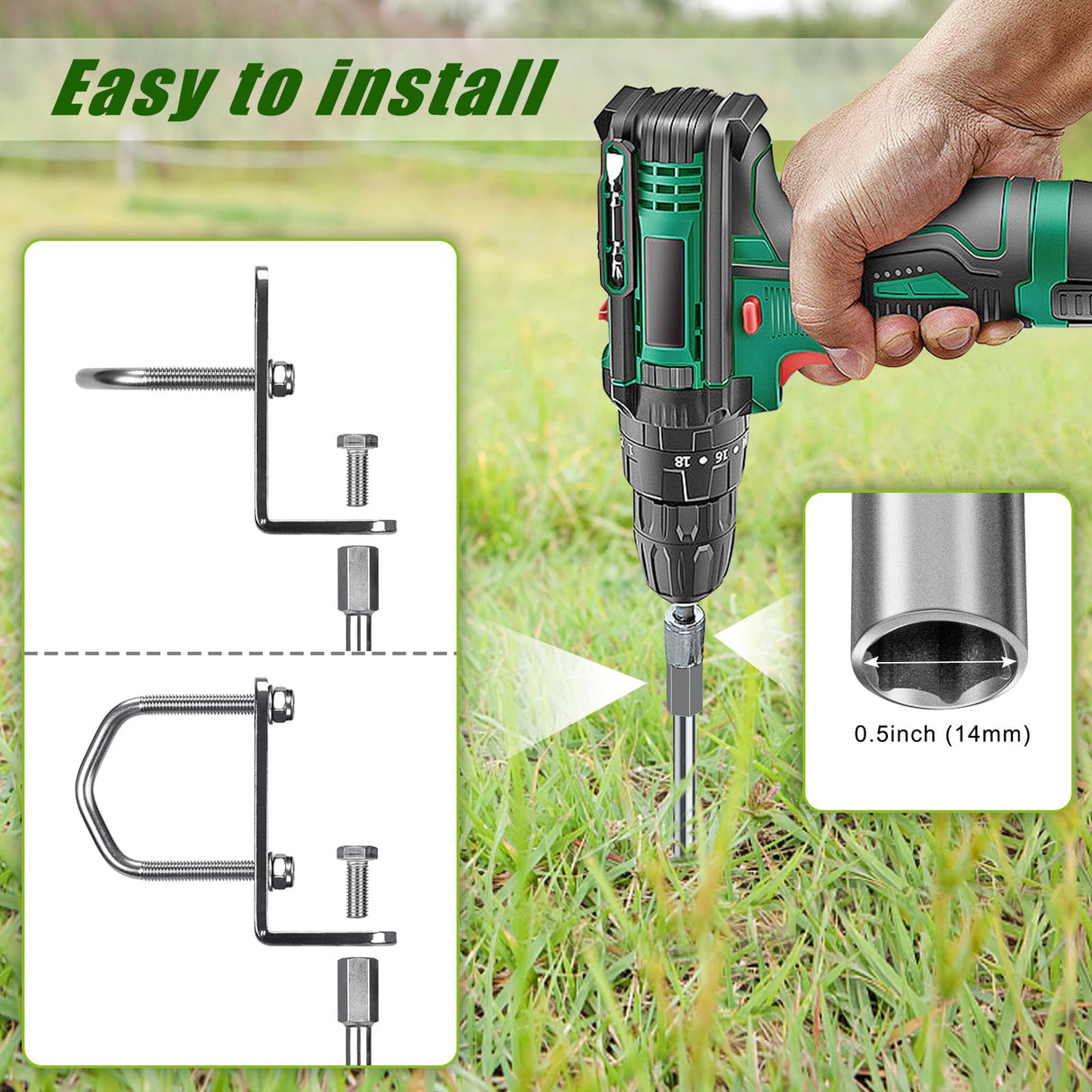 Insaga Multi-Purpose Ground Anchors Screw in, Wider Spiral Earth Anchors, Fully Welded Mobile Home Anchors for Trampolines, Swing Sets, Carports and More, 18'' Set of 4 Insaga