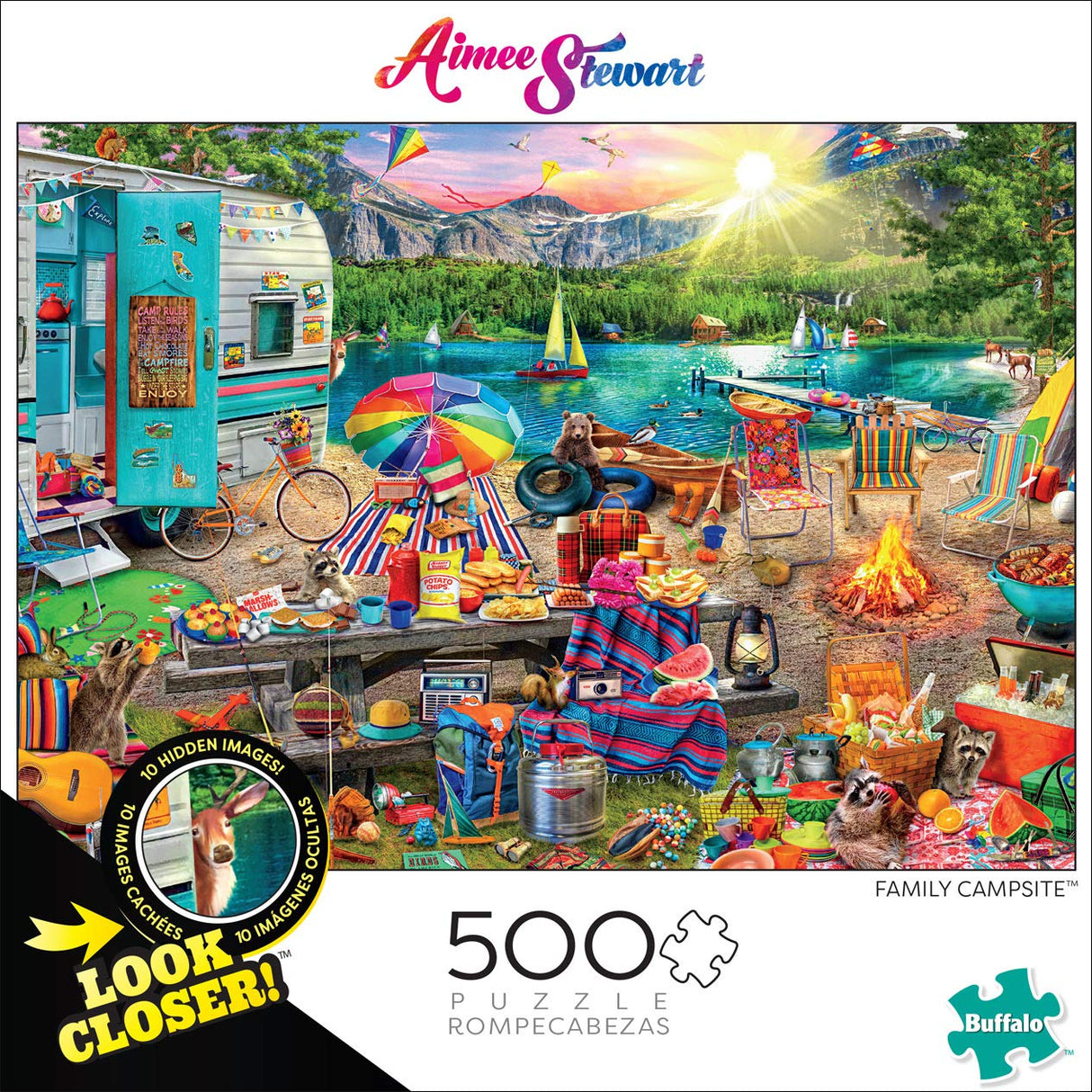 Buffalo Games - Aimee Stewart - Family Campsite - 500 Piece Jigsaw Puzzle with Hidden Images Buffalo Games