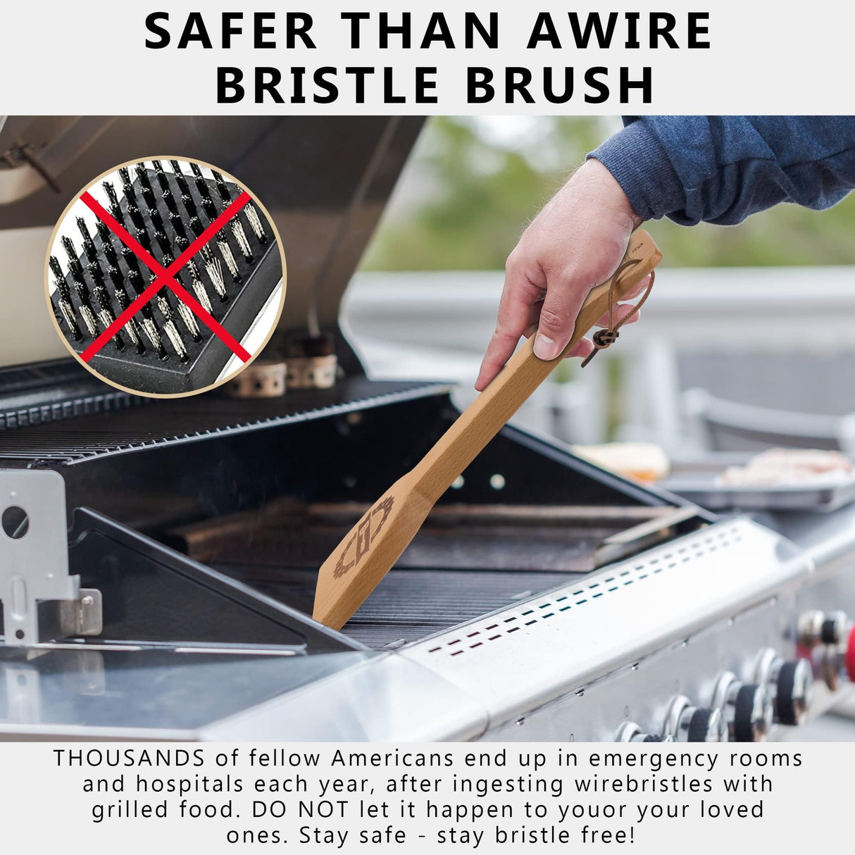 BBQ Bamboo Wooden Grill Scraper, for Griddle and Grills, Cleans Top and Between, Fit to Traeger Grill laboos