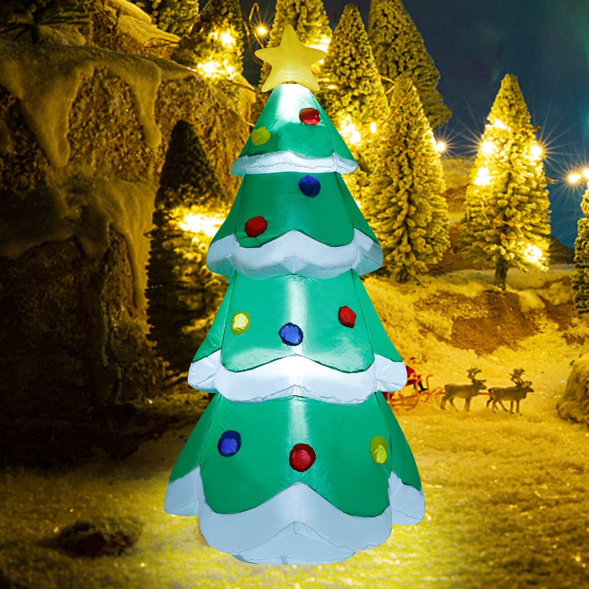 DR.DUDU 5 FT Inflatable Christmas Tree, LED Light up Xmas Tree Blow up Decorations for Christmas Party Indoor Outdoor Yard Garden Lawn Holiday Party DR.DUDU