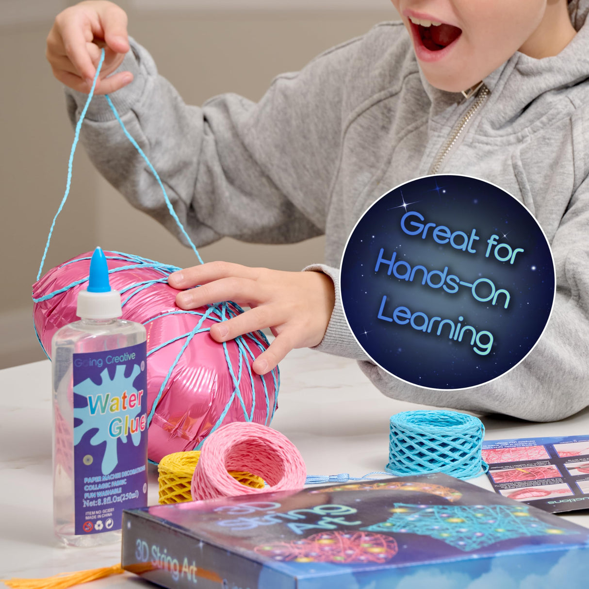 Going Creative 3D String Art Kit for Kids Ages 6-12 – Light-Up DIY Craft Kit with LED Lights, Tassels & Wall Mount – Fun Arts & Crafts Gift for Girls & Boys, STEM Toy, Screen-Free Activity Going Creative