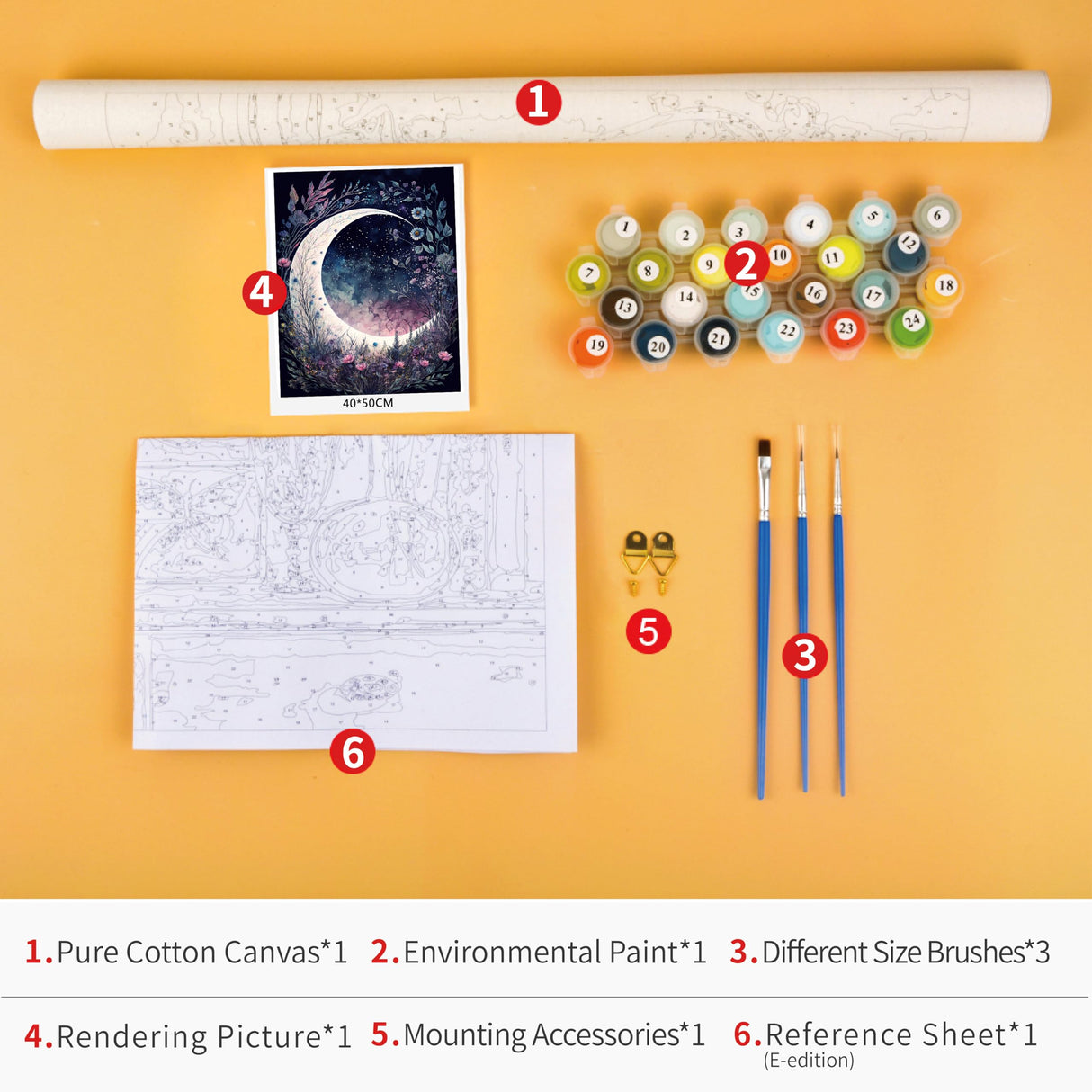 TUMOVO Moon Floral DIY Painting, 16"x20" - Adult & Kids Paint by Number Arts Craft on Canvas TUMOVO