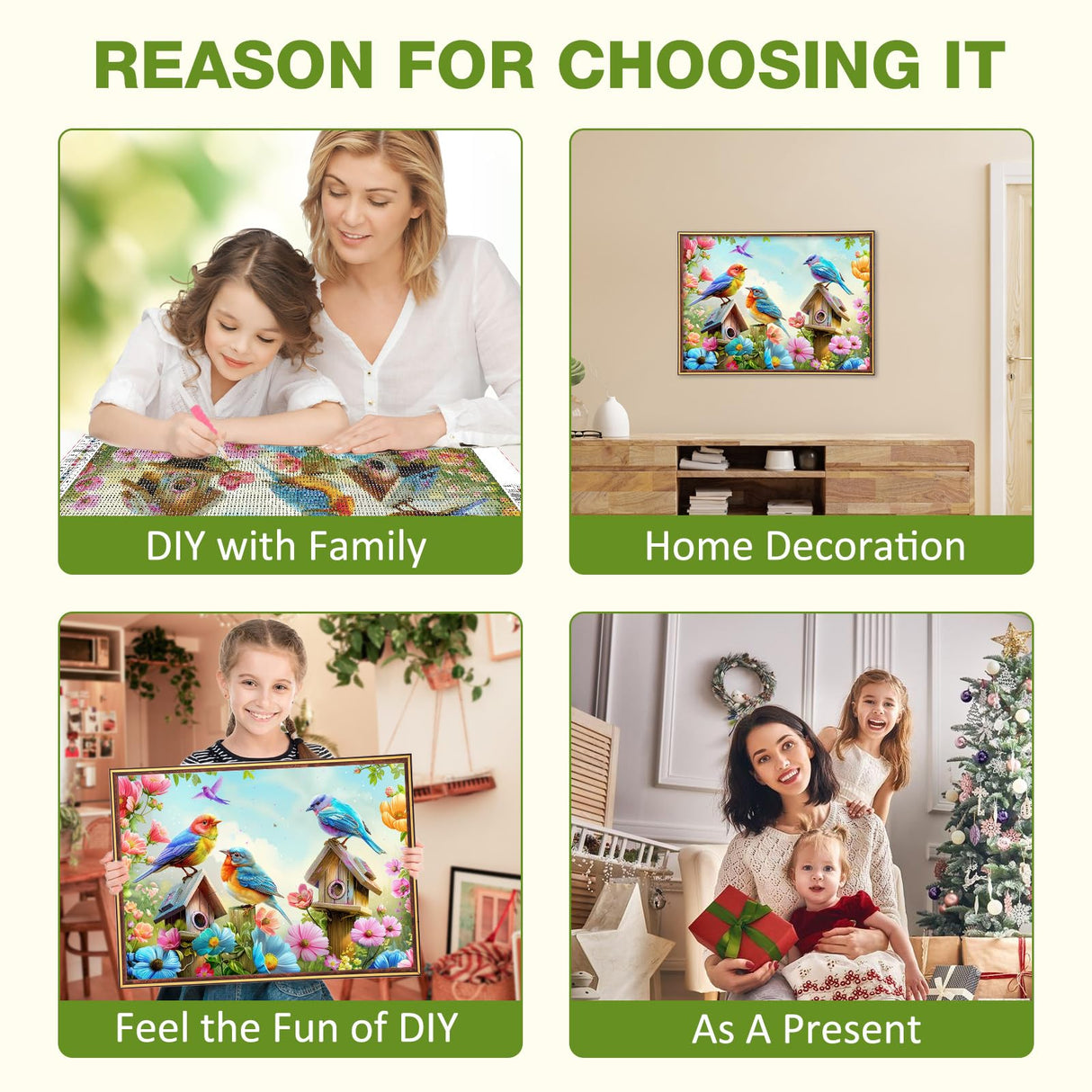 MEIYUDA Birds Diamond Painting Kits for Adults, 5D Flowers Bird Diamond Art Kits for Beginners, Birdhouse DIY Full Diamonds Art Painting Kit for Home Wall Decor Present 12x16inch MEIYUDA