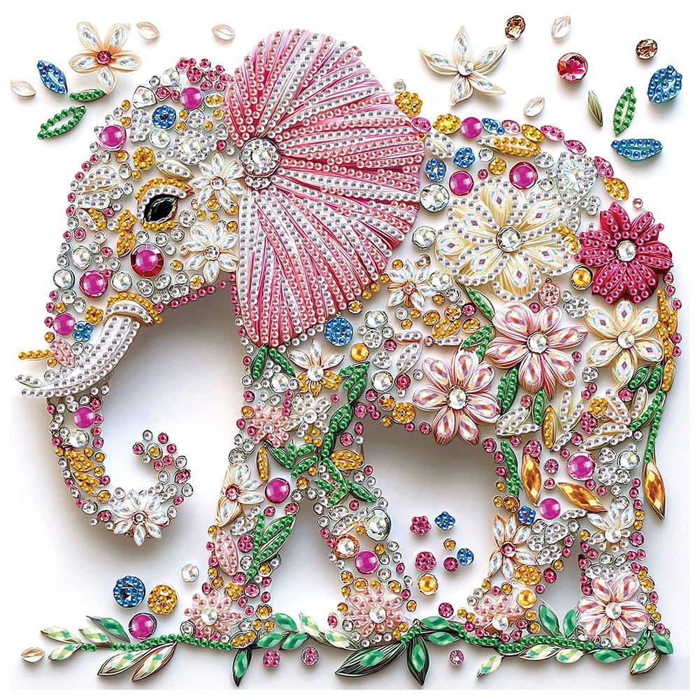 DIADAY Elephant Diamond Painting Kits, 5D Special Shape Diamond Art Kits for Adults, Crystal Rhinestones Art Craft for Beginners DIY Home Wall Decor Gift, 12 × 12 Inches DIADAY