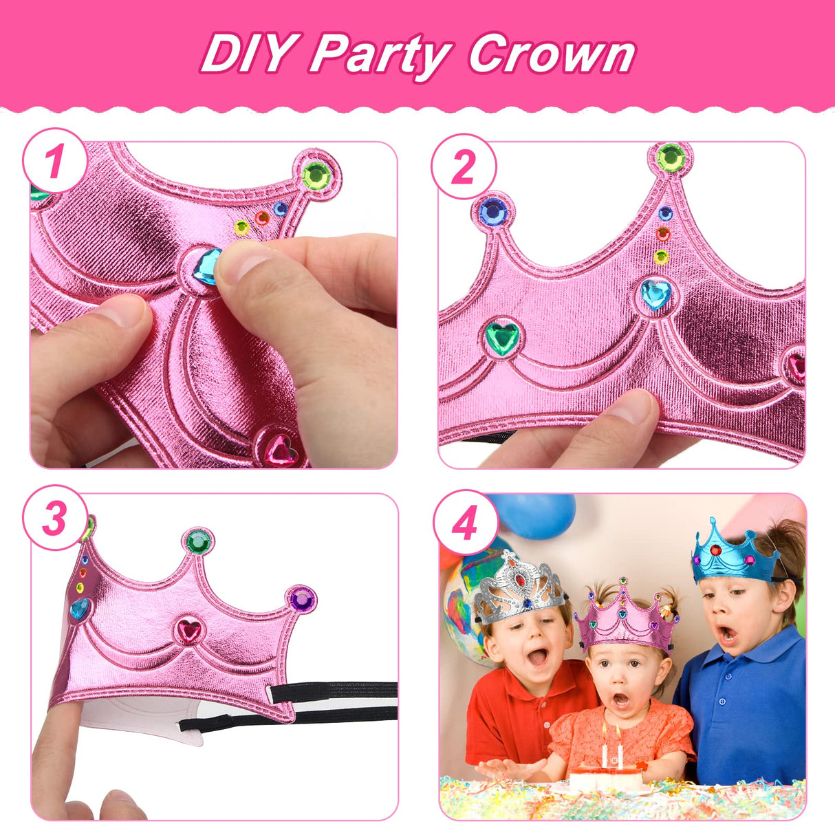 AHIER 23-Piece Foam Crown Set - Princess Tiaras & DIY Party Crowns with Diamond Sticker AHIER