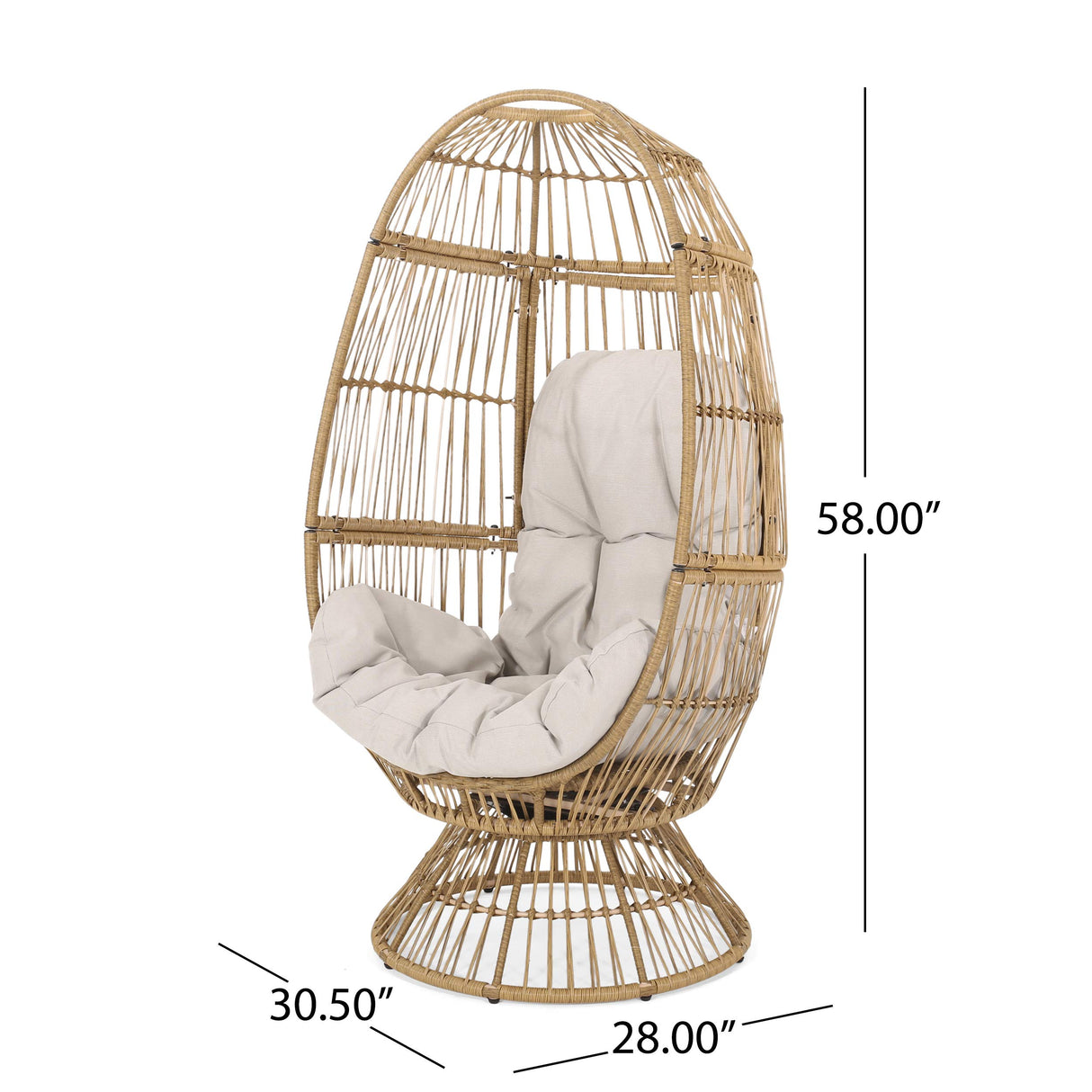 Christopher Knight Home Ellen Outdoor Wicker Swivel Egg Chair with Cushion, Light Brown, Beige Christopher Knight Home