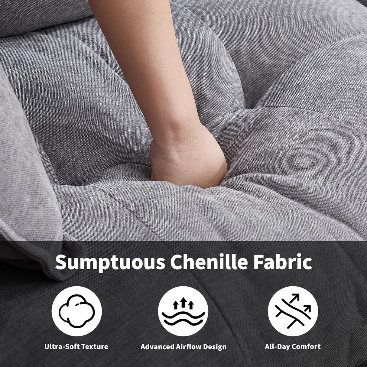 84" Loveseat Sofa, Modern Couches for Living Room,Double-Layer Cushion Cloud Couch with Deep Seat,Super Comfy Chenille Sofas,Sturdy Frame, Easy Assembly for Bedroom, Apartment, Office, Dark Grey Opiesit