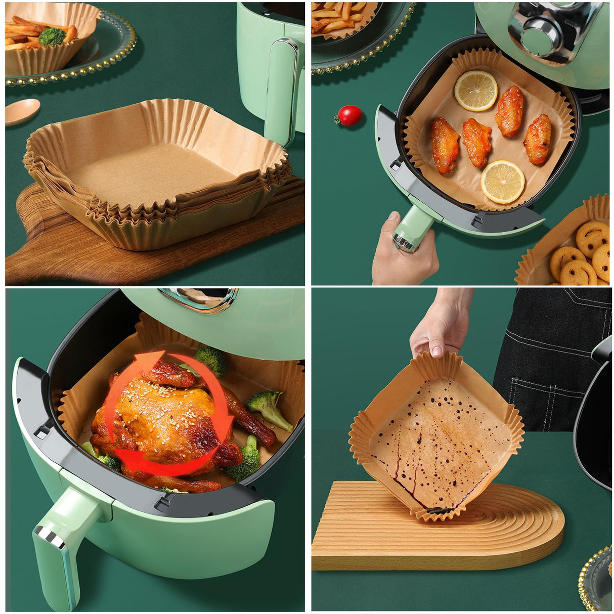 Air Fryer Liners Disposable,200Pcs Parchment Paper,LYHOLKEER 8IN Disposable Air Fryer Paper Liners for 5-8QT Air Fryer, Non-Stick Air Fryer Liners Square Free of Bleach LYHOLKEER