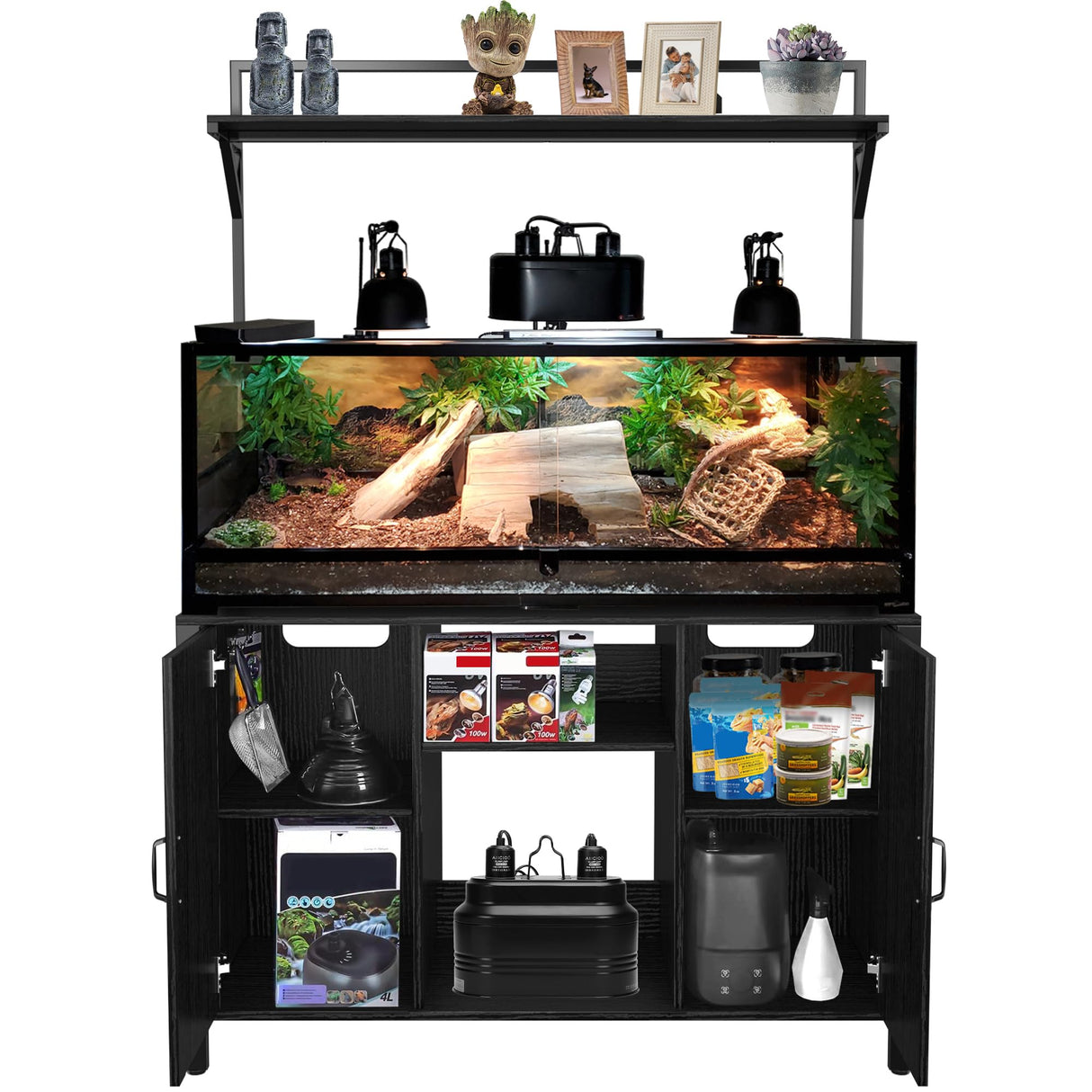 GDLF Reptile Tank Stand Terrarium Stand with Cabinet for Accessories Storage 48" X 24" Tabletop Fits up to 120 Gallon Bearded Dragon Tank, Reptile Terrarium,Turtle Tank (Stand Only) GDLF