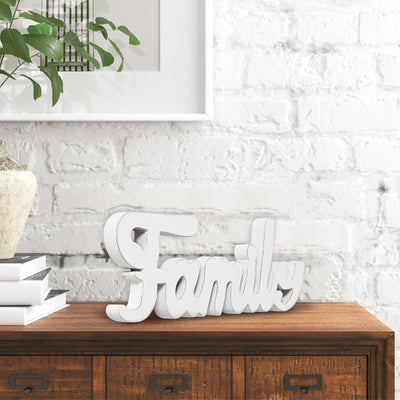 Sintosin Rustic Wooden Family Signs for Home Decor Wall 15", Farmhouse Distressed White Christmas Tabletop Decor Signs, Fireplace Mantle decor, Thanksgiving Family Wall Decor for Living Room