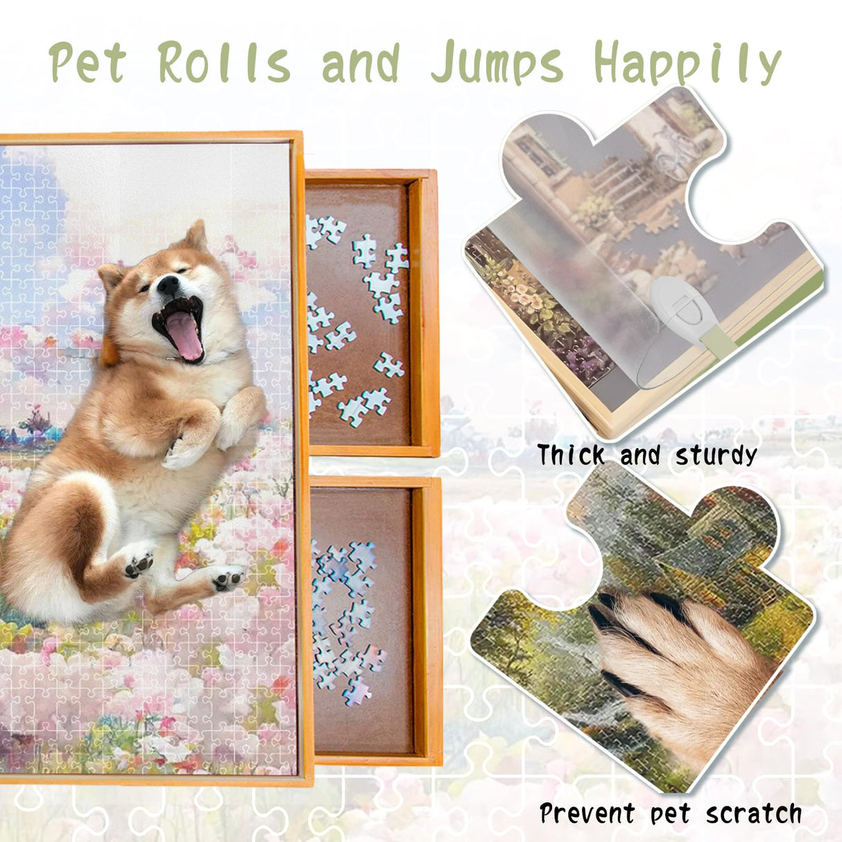 XGKHOM 1500 Pieces Puzzle Board Cover Mat, 34"x26" Jigsaw Puzzle Table Cover with Locking Buckles, Transparent and Frosted Replacement Cover (Cover Mat Only) XGKHOM