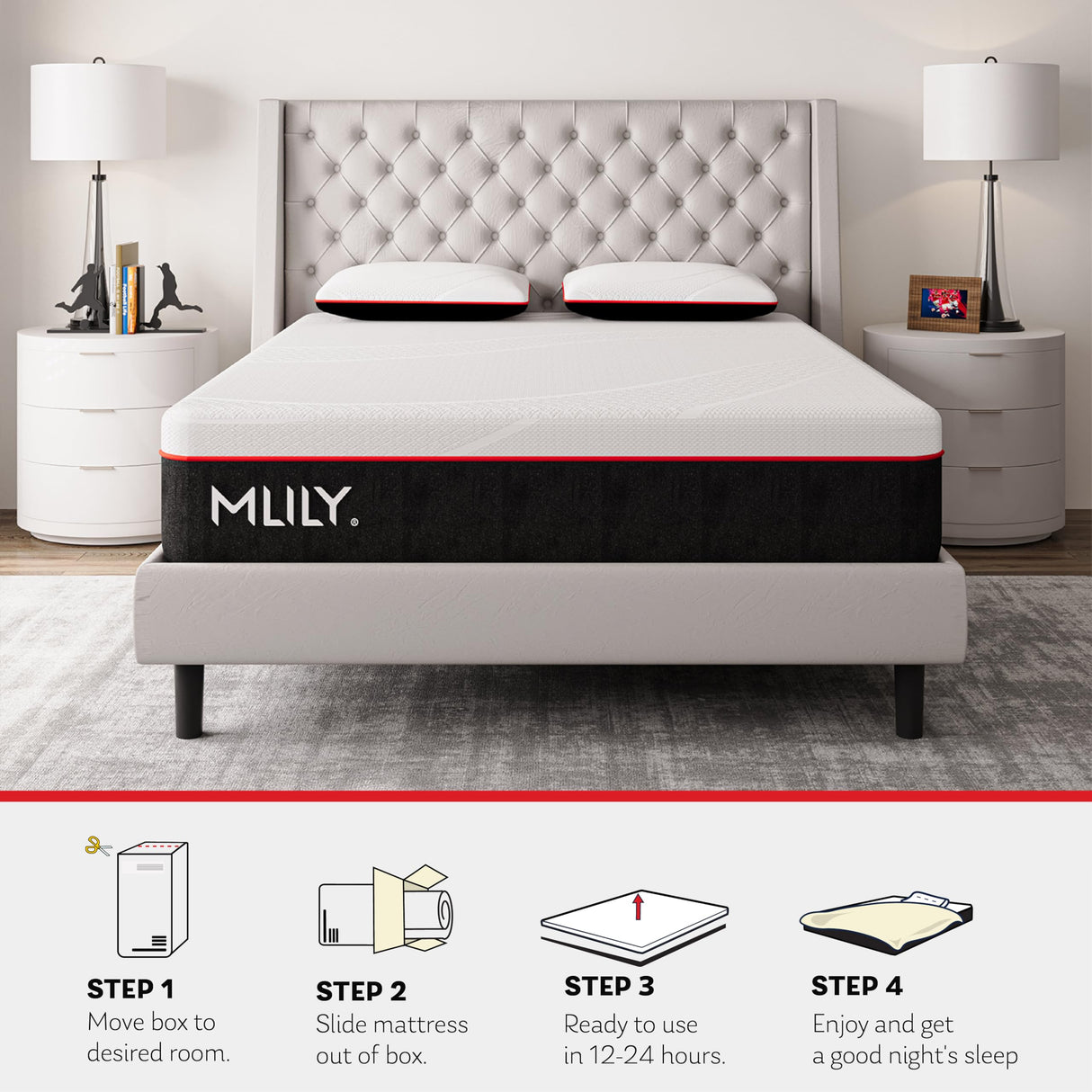 MLILY California King Mattress Bed Mattress, Manchester United 10 Inch Memory Foam Mattress, Cool Sleep & Pressure Relief, Made in USA, White MLILY