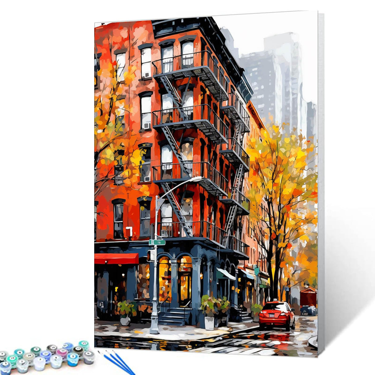 New York City Landscape Oil Painting Paint by Number Kits 16 x 20 inch Canvas Fictional Scenery Graffiti DIY Painting for Kids Students Adults Beginner with Brushes Acrylic Pigment (without Frame) Tucocoo