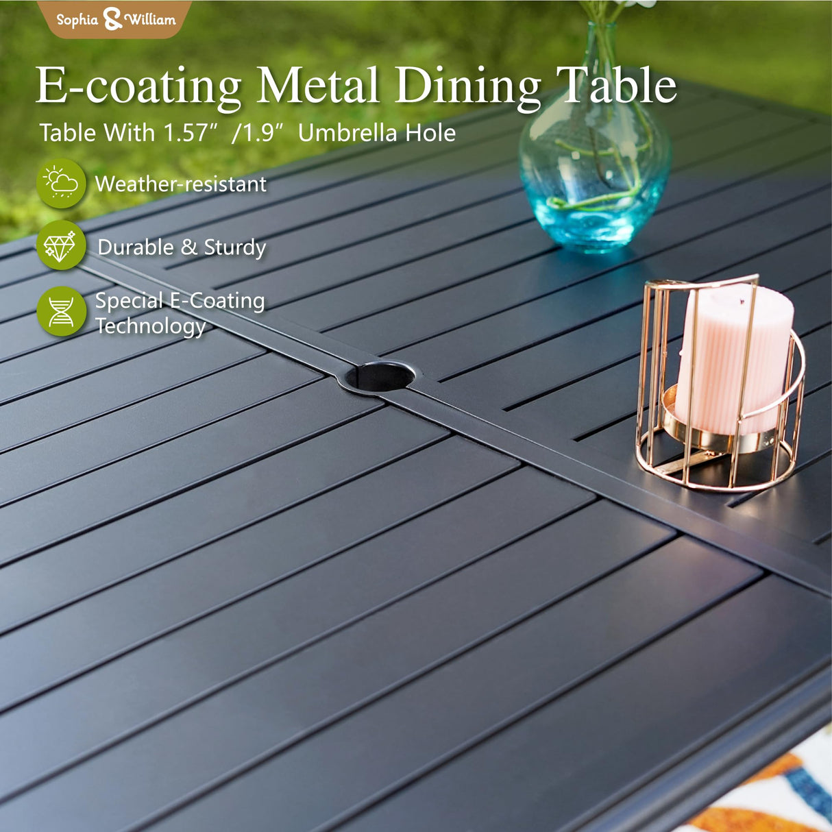 Sophia & William Patio Dining Set 7 Pieces, 6 x Patio Dining Swivel Chairs Padded with 1 Umbrella Table, Outdoor Table and Chairs for Lawn Garden Sophia & William