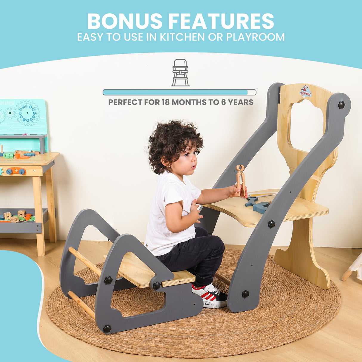 ZYSMALAT Toddler Tower | Kitchen Stool Helper | Montessori Kitchen Step Stool | Toddler Standing Tower | Learning Tower | Adjustable Height | Foldable Tower | Kids Boys Girls | 2025 Design ZYSMALAT