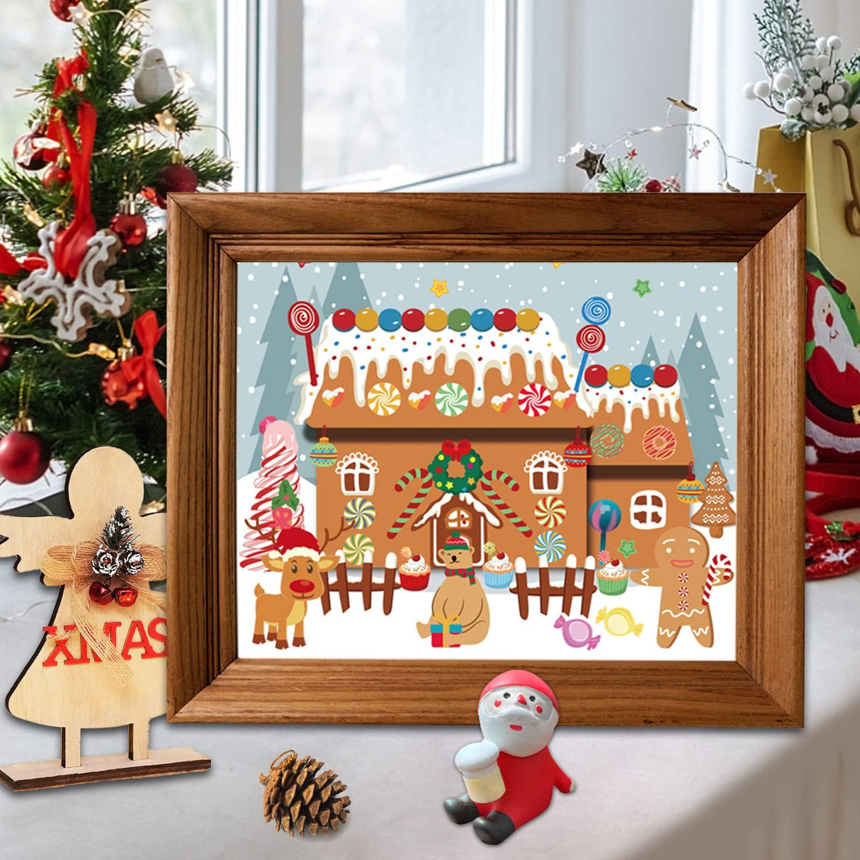 VABAMNA Christmas Party Favor for Kids - 30 Sheets Make a Gingerbread House DIY Craft Stickers Scenes for Xmas Holiday Activity Party Game Supplies, 15 Sets VABAMNA