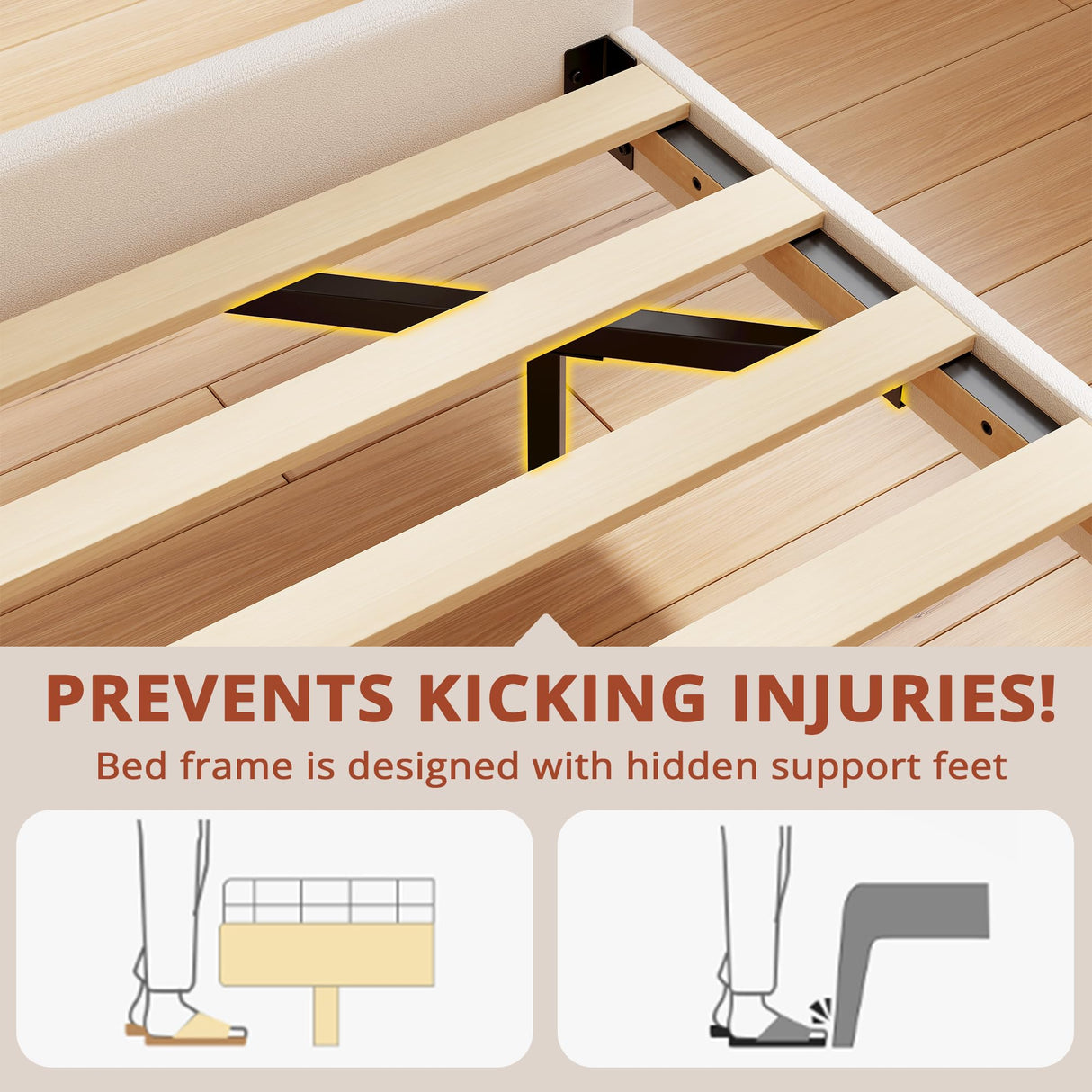 LIKIMIO Full Floating Bed Frame, Platform Bed Frame with Leather Upholstered Headboard,LED Light & Charging Station, Solid Wood Slats Support, No Box Spring Needed, Pink LIKIMIO