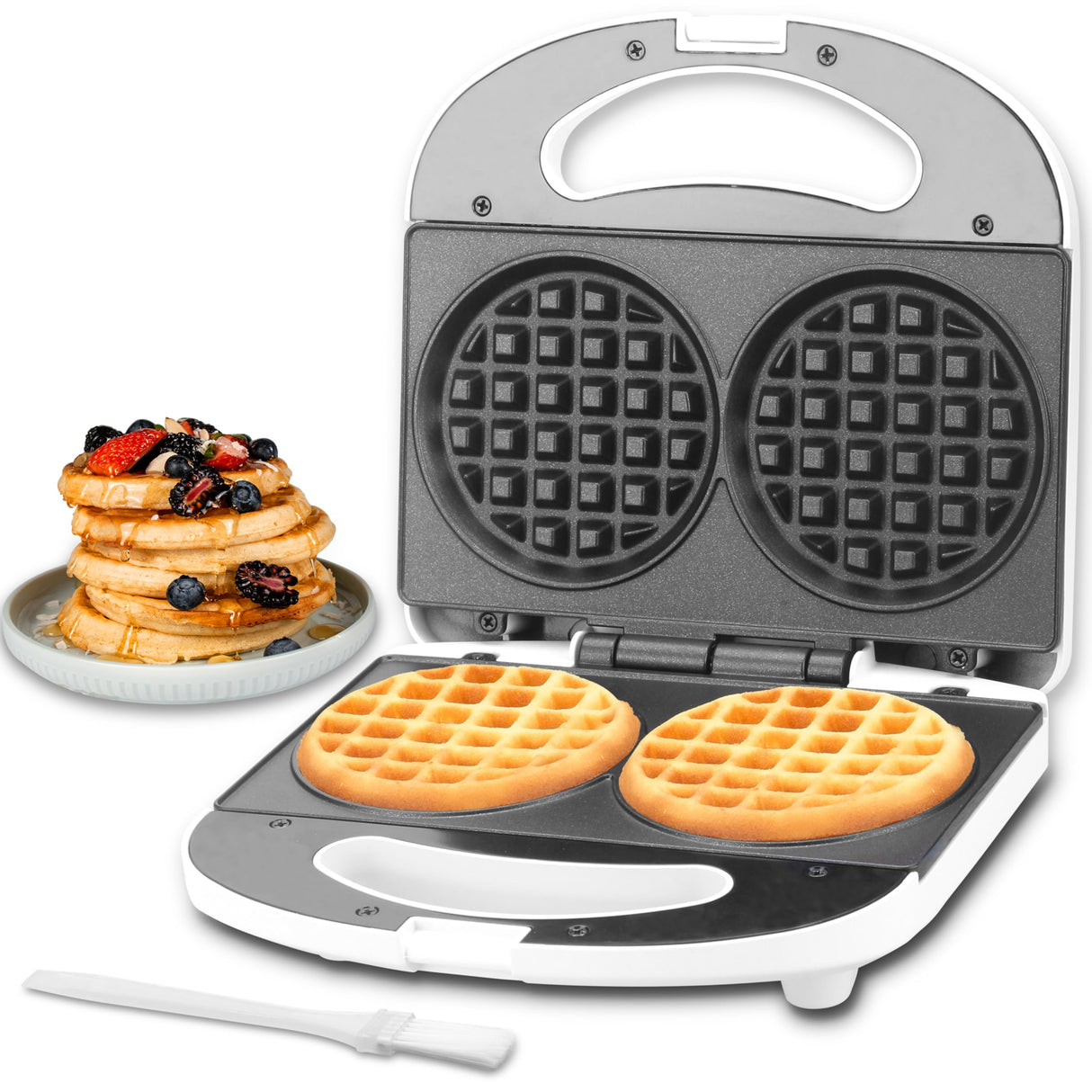 SugarWhisk Double Mini Waffle Maker Machine, Chaffle Maker, Waflera Electrica, Small Waffle Iron for Waffles, Keto Chaffles, Hash Browns, Cookies, 4 Inch SugarWhisk
