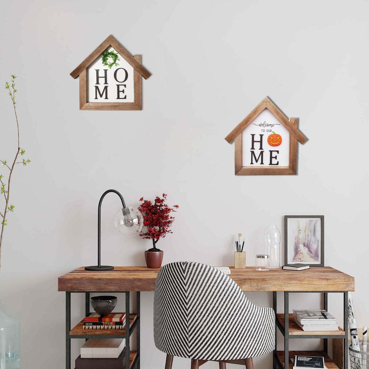 Barsha Space Interchangeable Seasonal Decor Welcome Sign,Rustic Square Wood Farmhouse Hallway Ornaments or Wall Hanging Outdoor,Holiday Decorations for All Seasons(Holiday Replaceable) Barsha Space