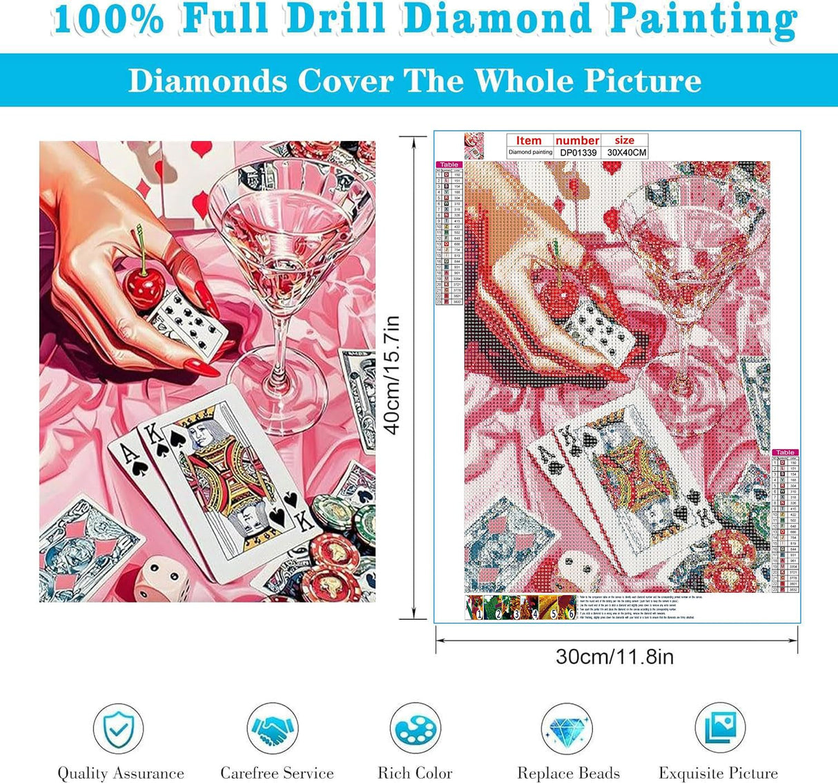 Fairyland JinWenn Diamond Painting Kits for Adults - Poker DIY 5D Diamond Art Kits Full Drill Diamond Dots Paintings with Diamonds Gem Art and Crafts Home Decor 12x16inch Fairyland JinWenn