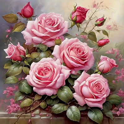 JFYHAB Pink Rose Diamond Painting Kits for Adults-Flowers Diamond Art Kits for Adults,5D Diamond Painting Rose, DIY Full Drill Diamond Painting Rose Gem Art and Crafts 12x12inch