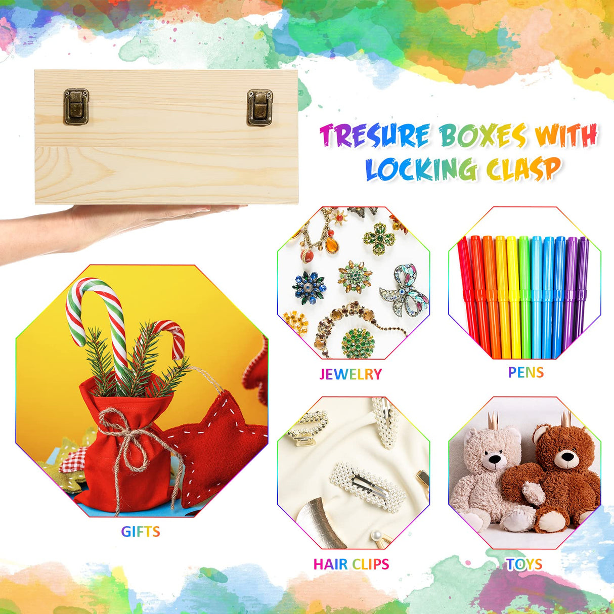 2 Pcs Unfinished Wood Box Natural Large Wooden Box 13 x 9.8 x 6.3 in, 10.6 x 7.9 x 5.5 in Pine Art Storage Boxes with Hinged Lid and Front Clasp for DIY Craft Hobbies Home Jewelry Keepsake Treasure Reginary