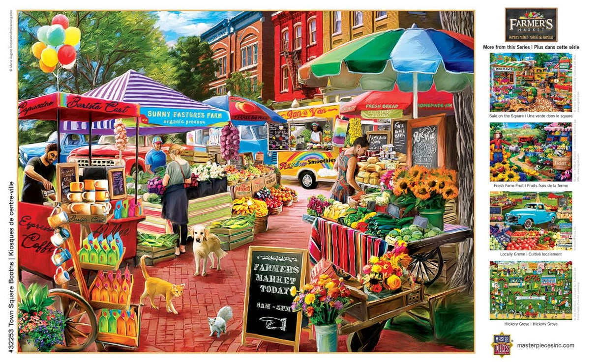 MasterPieces 750 Piece Jigsaw Puzzle for Adults, Family, Or Youth - Town Square Booths - 18"x24" Masterpieces