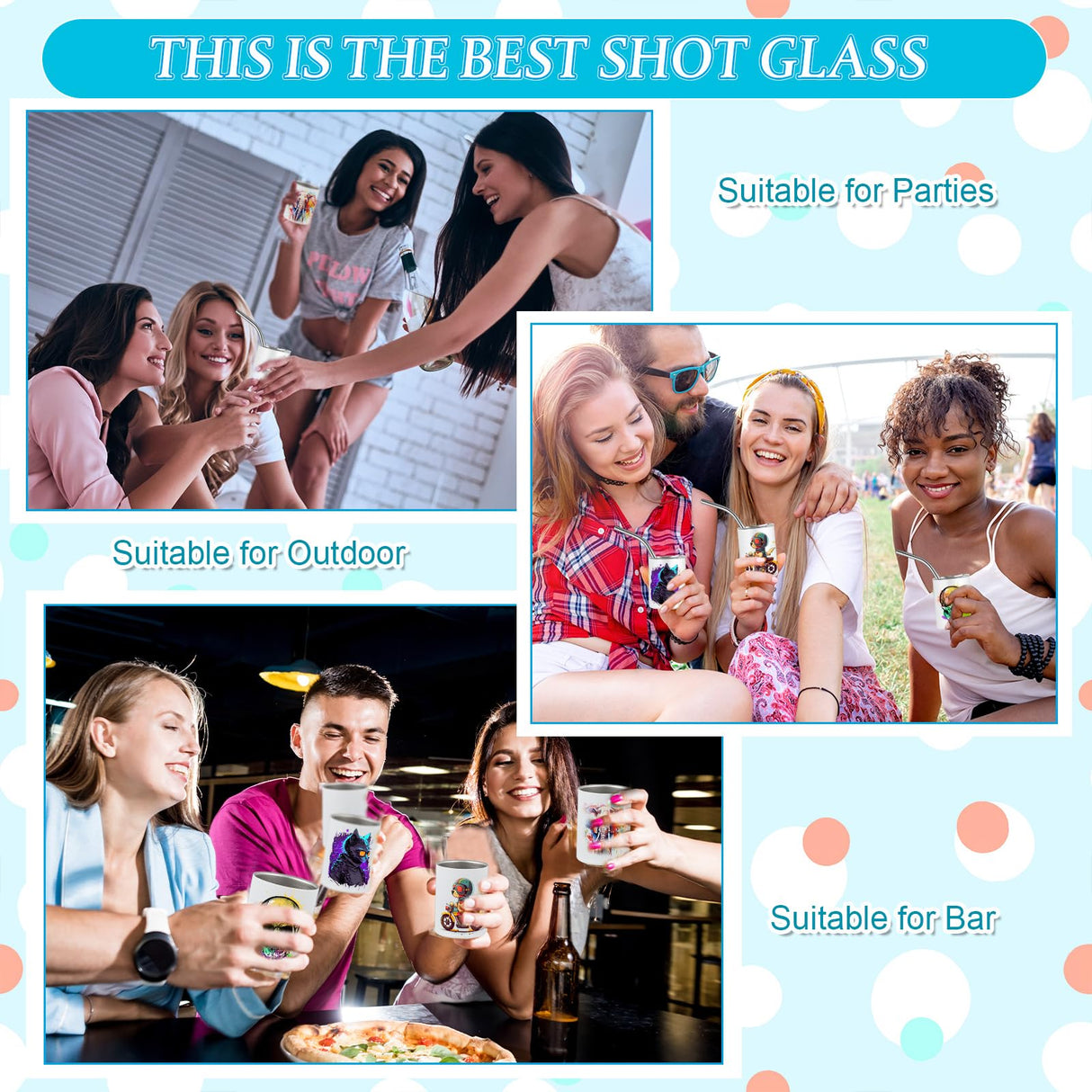 Ninehaoou 12 Set 3oz Sublimation Shot Glasses Blank Mini Tumbler Shot Glass with Straw and Lid Stainless Steel Cups with Heat Transfer for Spirits Lovers Birthday Christmas Gift(White) Ninehaoou