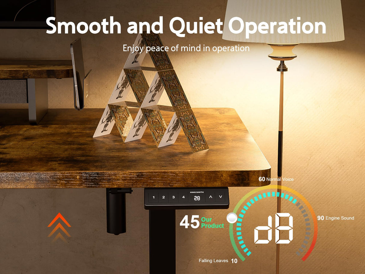 WALKINGDESK 48x24 Inches Electric Standing Desk with Drawer and Monitor Stand, Height Adjustable Stand up Desk for Home Office, Ergonomic Sit to Stand Desk with Phone Holder, 3 Hooks, Rustic Brown WALKINGDESK