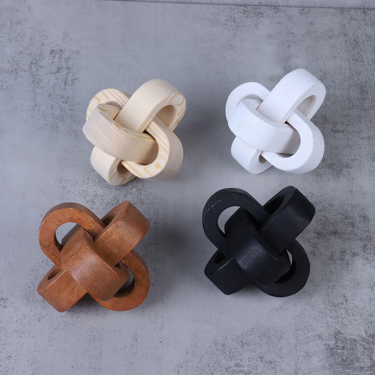 Ochine Wood Knot Chain Link Decor, Wood Knot Decor 3 Link Boho Wooden Hand Carved Decorative Wooden Links Knots Wood Chain Link Decor for Coffee Table Entryway Modern Farmhouse Shelf Decoration Ochine