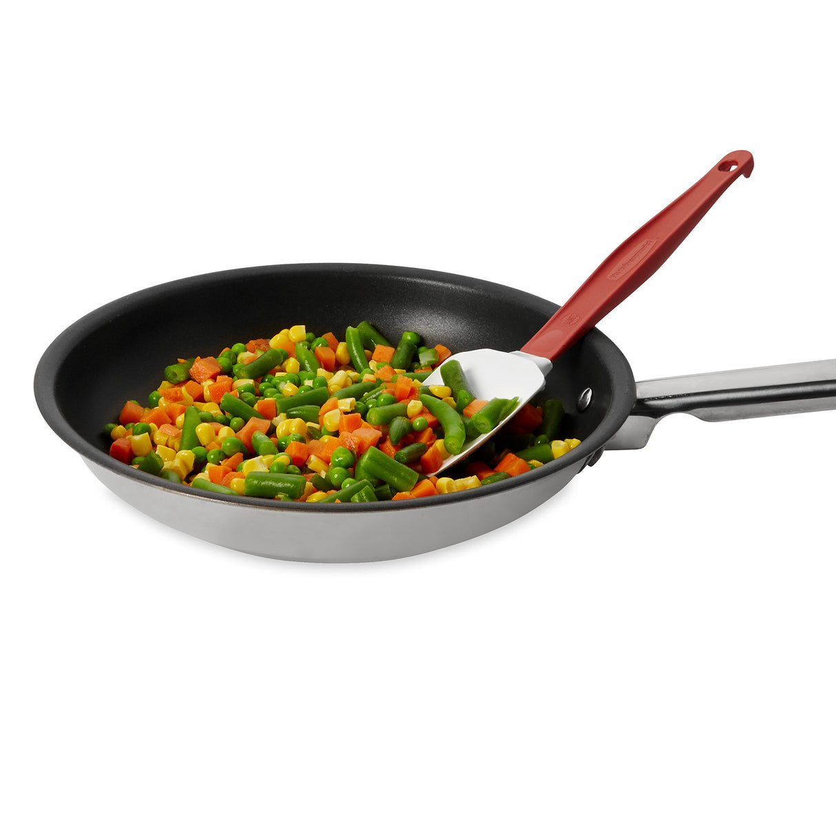 Rubbermaid Commercial Products High Heat Resistant Silicone Heavy Duty Spatula/Food Scraper, 9.5", 500 Degrees F, Red Handle, for Baking/Cooking/Mixing, Commercial Dishwasher Safe Rubbermaid Commercial Products