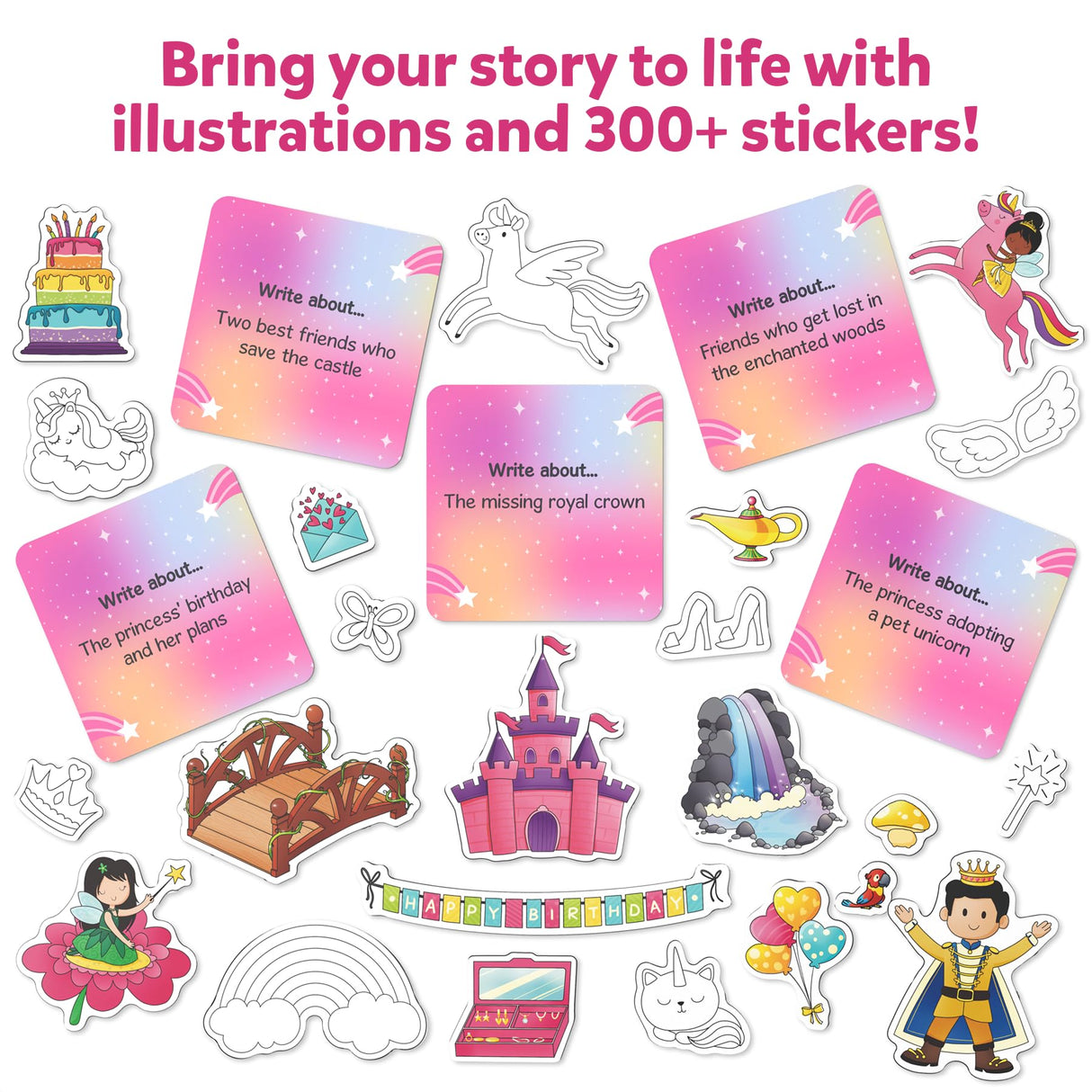 Skillmatics Storybook Art Kit - Create Fairytale Stories, DIY Craft & Writing Kit with 300+ Stickers, Scrapbooking & Journal Activity, Gifts for Kids Ages 5, 6, 7, 8, 9, 10 Skillmatics