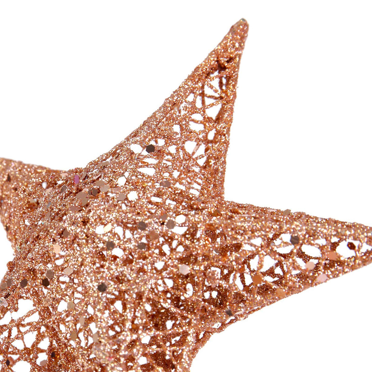 BinaryABC Christmas Tree Topper Star,Glittering Christmas Tree Decoration Ornaments,20cm (Rose Gold) BinaryABC