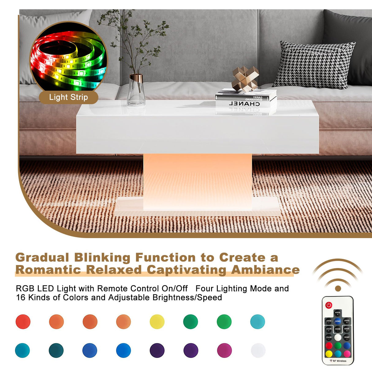 Led Coffee Table Living Room White Coffee Table Mesas De Centro Para Salas Modernas Nesting Coffee Table Modern Coffee Table for Living Room Sliding Center Table (White) HedoAjim
